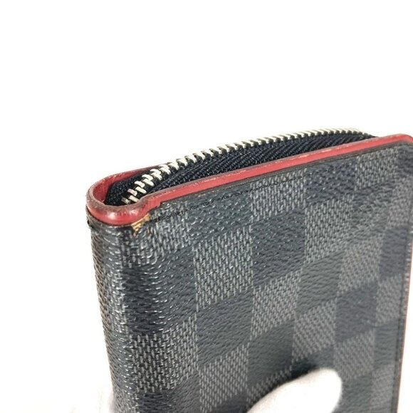 LOUIS VUITTON Damier Graphite Zippy Wallet Zip Around Wallet Black/Red - Picture 14 of 16